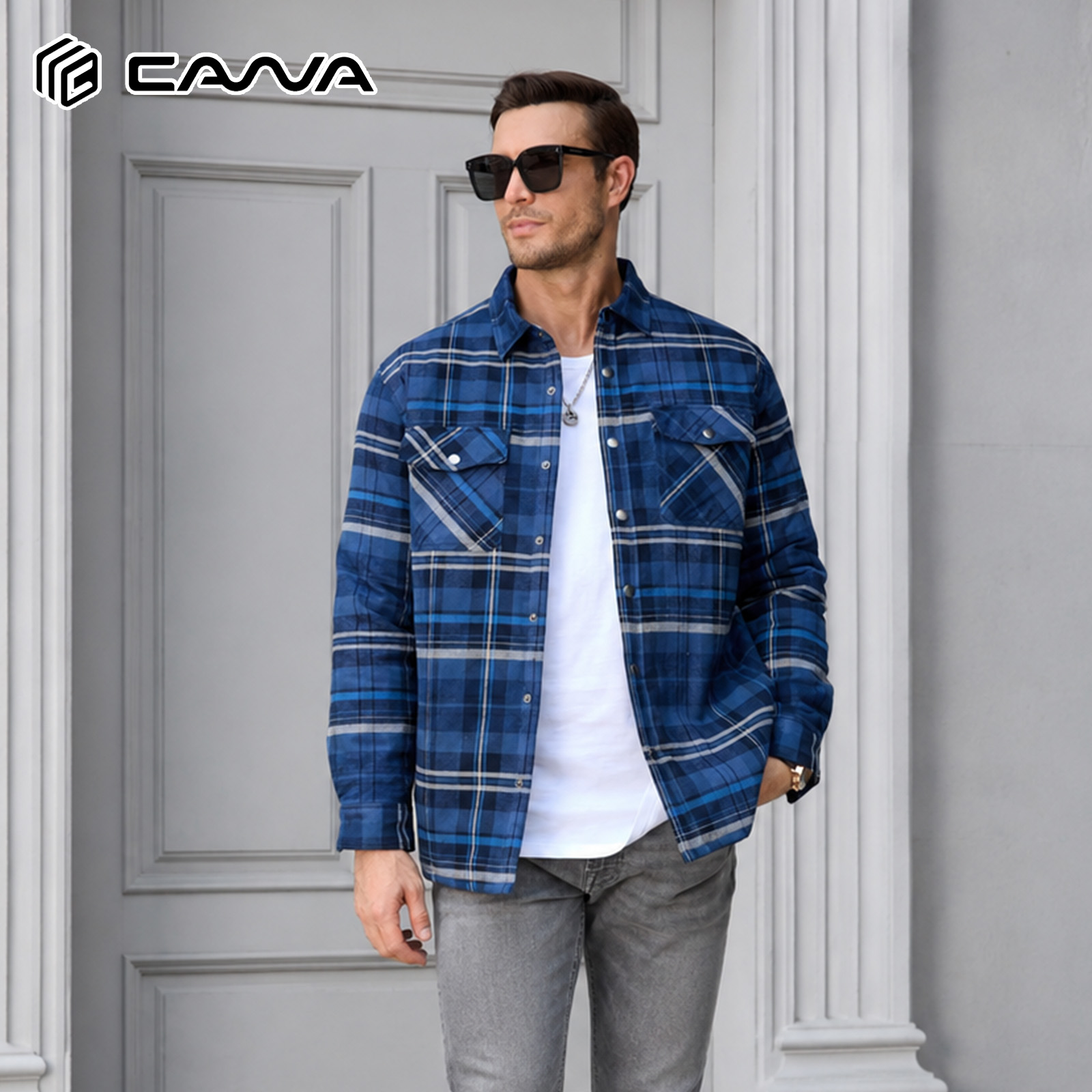 Flannel Shirt Lined - Męska zimowa koszula flanelowa z pikowaną